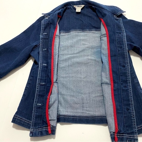 Allison Daley Blue Jean Jacket Blazer Stretchy Size 8 Medium Cotton Casual - Picture 7 of 15